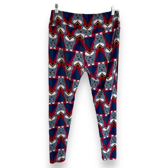 LuLaRoe‎ Womens Leggings Sz TC Burgundy Gray Bunny Rabbit Print Teal 12 14 16 18 - Picture 3 of 7